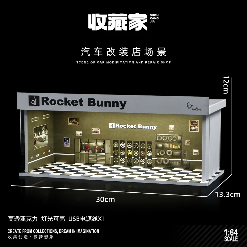 1/64 Model Parking Space Car Parking Space with lights Simulated decoration scene (figures and cars not included)
