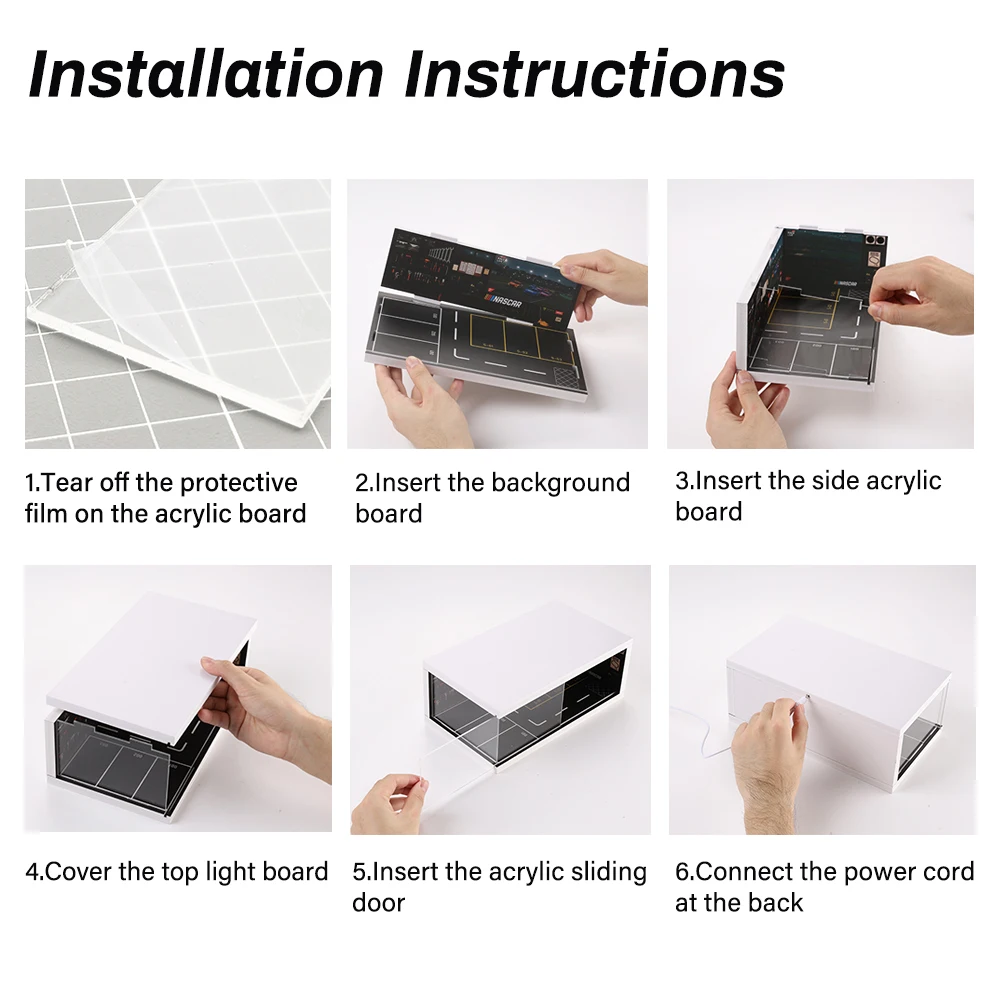 1/64 Model Parking Space Car Parking Space with lights Simulated decoration scene (figures and cars not included)