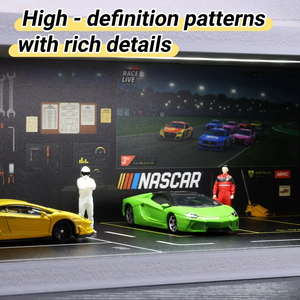 1/64 Model Parking Space Car Parking Space with lights Simulated decoration scene (figures and cars not included)