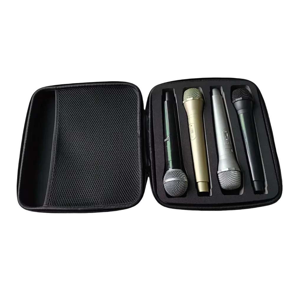 Portable One-to-four Storage Bag Wireless Microphone Carrying Case EVA Microphone Carry Case with Zipper Shock-proof Waterproof