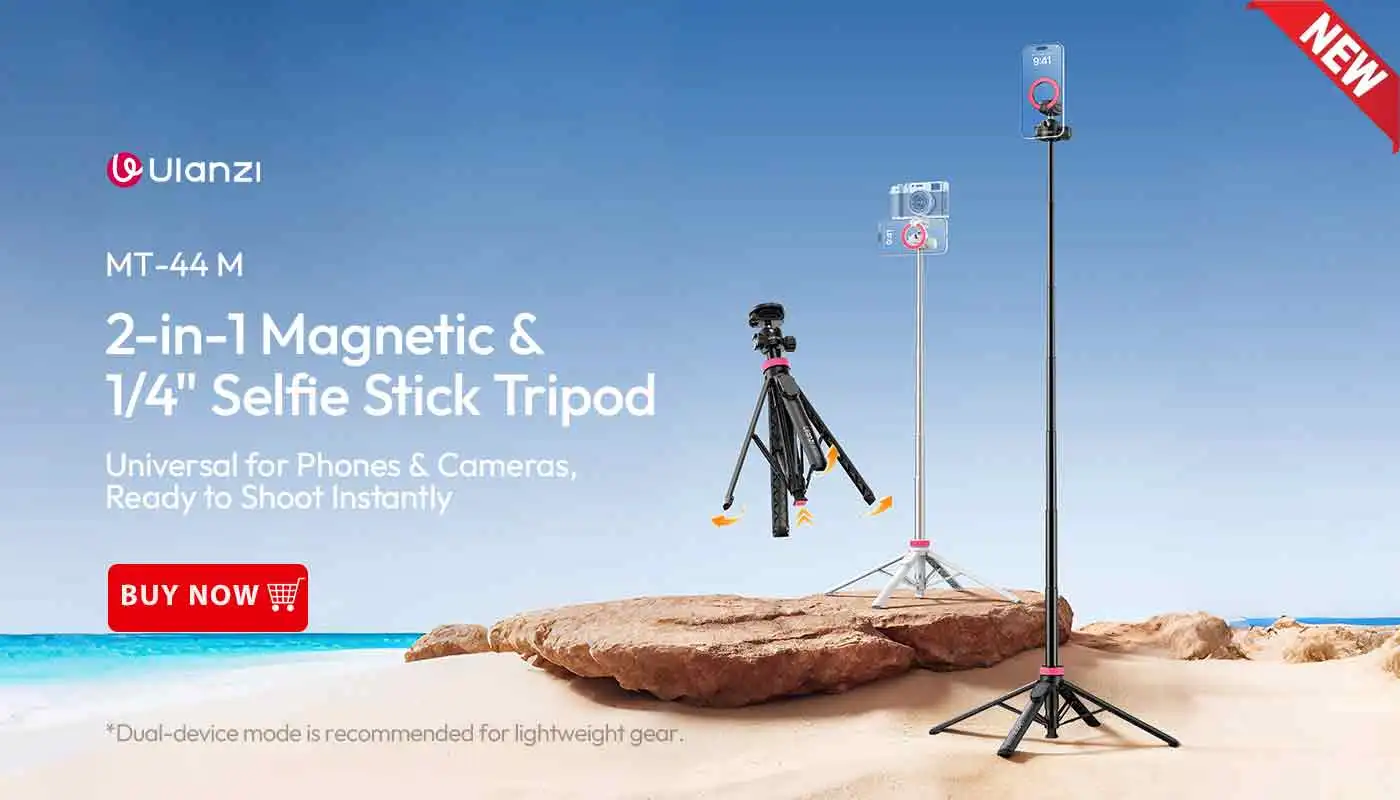 Ulanzi TT88 1.44M Overhead Selfie Stick Phone Tripod with Magnetic Clamp Wireless Remote Extension Tripod for LiveStreaming Vlog