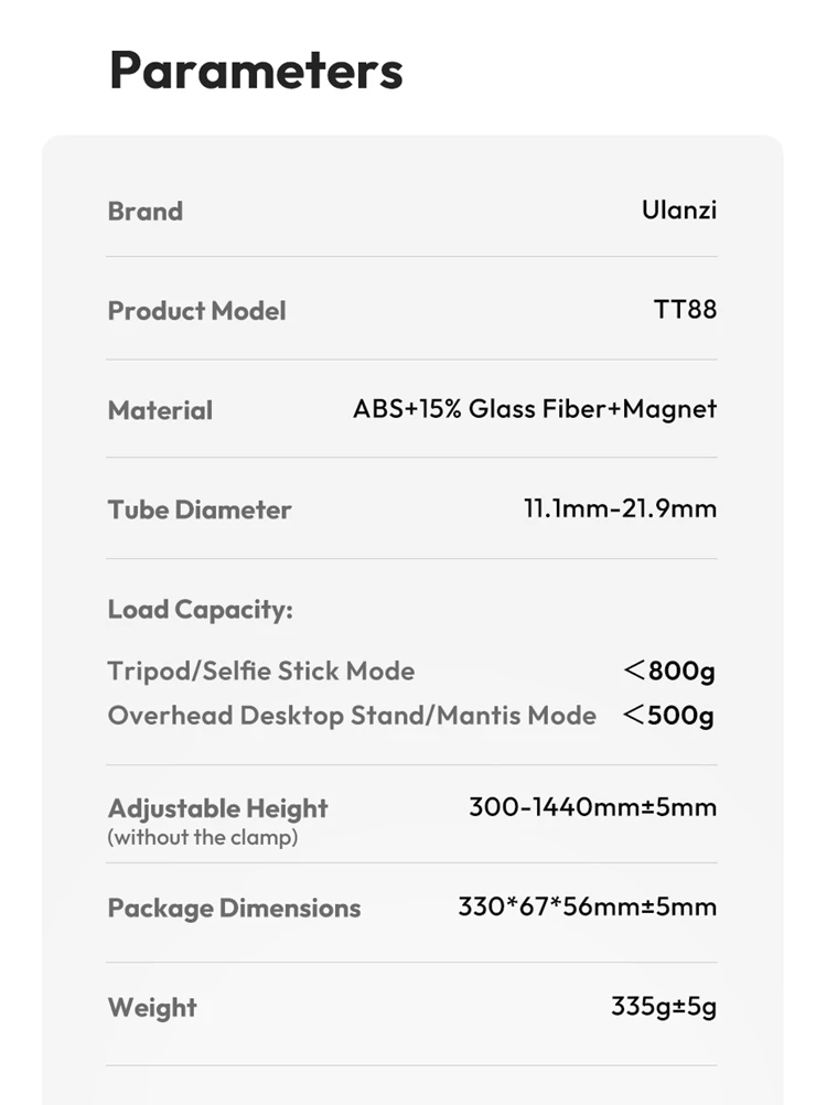 Ulanzi TT88 1.44M Overhead Selfie Stick Phone Tripod with Magnetic Clamp Wireless Remote Extension Tripod for LiveStreaming Vlog