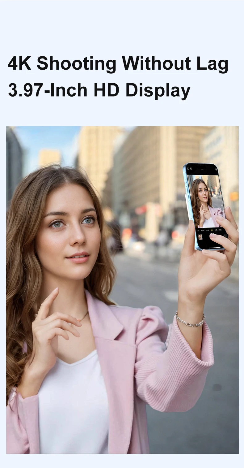 Magnetic Phone Monitor - Real-Time Selfie/Rear Cam - 4K Streaming Assistant - Wide Angle - Fits Most Phones