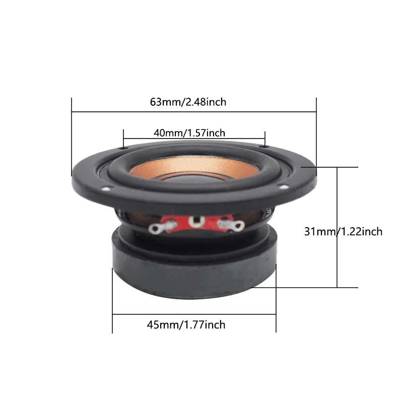 AUIN 2 Pcs/Lot 63mm 4 Ohm 5W Speakers Subwoofer 45 Core Magnetic Round Bass Loudspeaker DIY Mini Portable Bluetooth Speaker