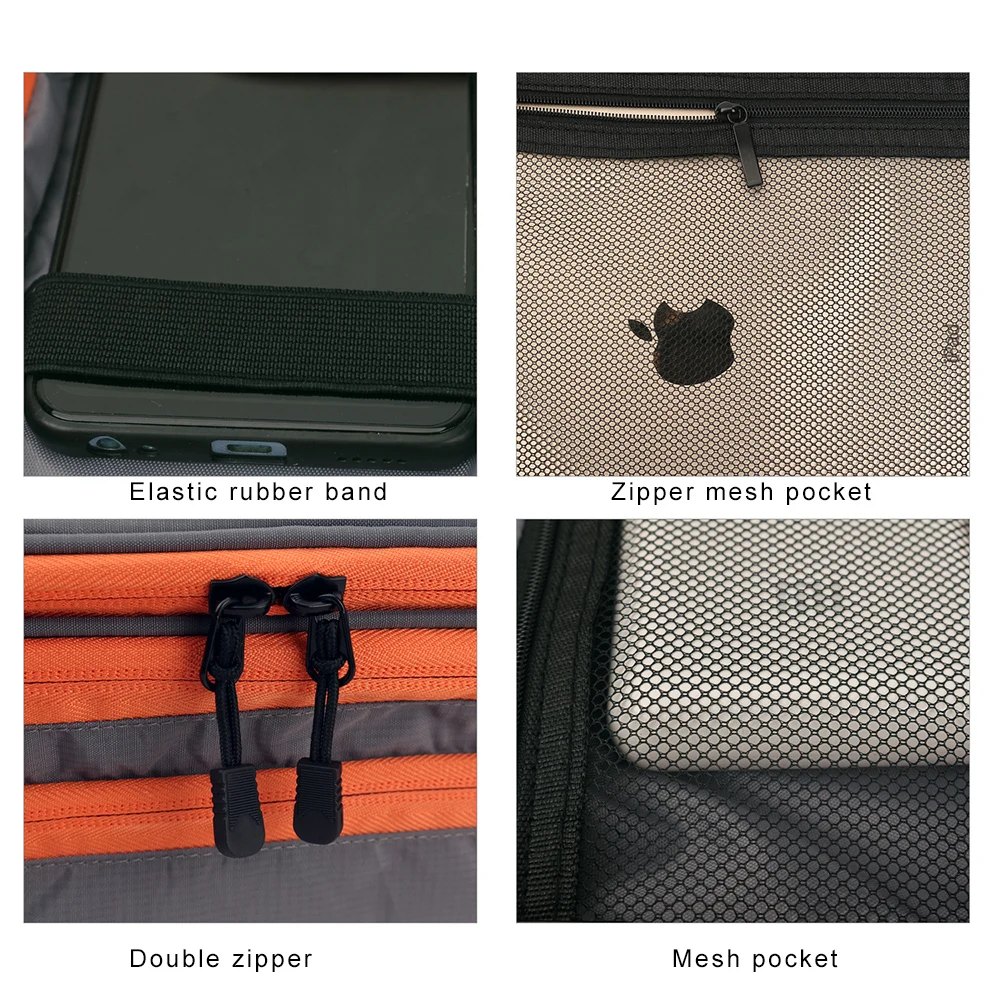 Multi Layer Electronic Accessories Organizer, Storage Handbag with Front Pocket Travel Cable Organizer Large Capacity for iPad