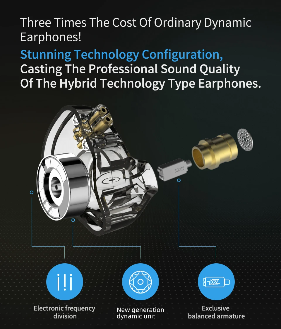 KZ ZSN PRO 1BA 1DD Hybrid Drive In Ear Earphones HIFI Metal Bass Earbud Sport Music Headset Replaceable