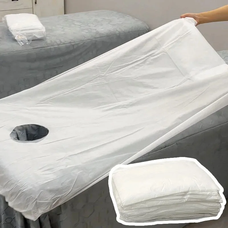 10pcs Disposable Bed Cover For Beauty Salon Open Hole Spa Massage Soft Bed Sheets Non-woven Fabric Breathable Elastic Bedspread