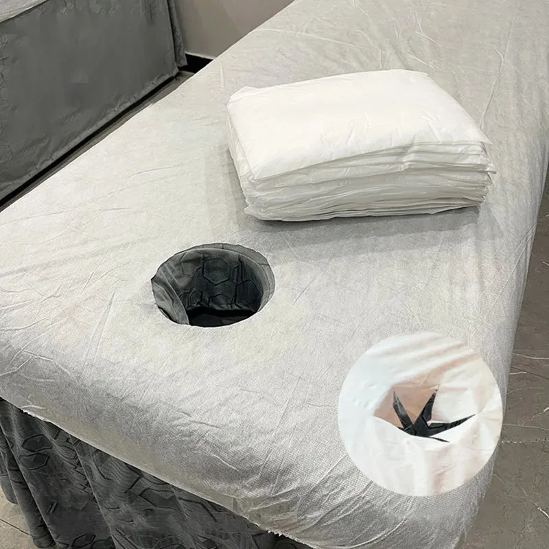 10pcs Disposable Bed Cover For Beauty Salon Open Hole Spa Massage Soft Bed Sheets Non-woven Fabric Breathable Elastic Bedspread