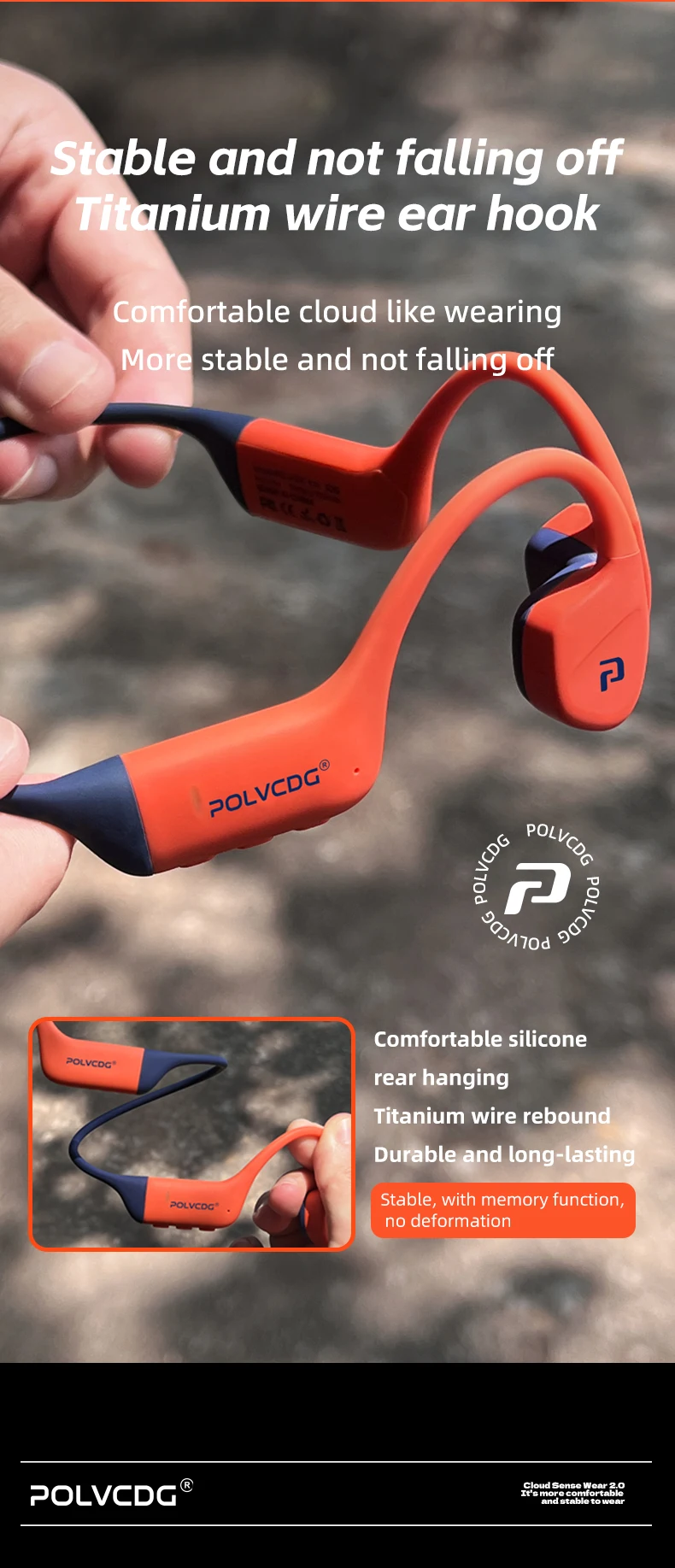 POLVCDG bone conduction swimming earphones IPX8 waterproof 32GB memory Bluetooth 5.4 silicone material 2025 new product x16