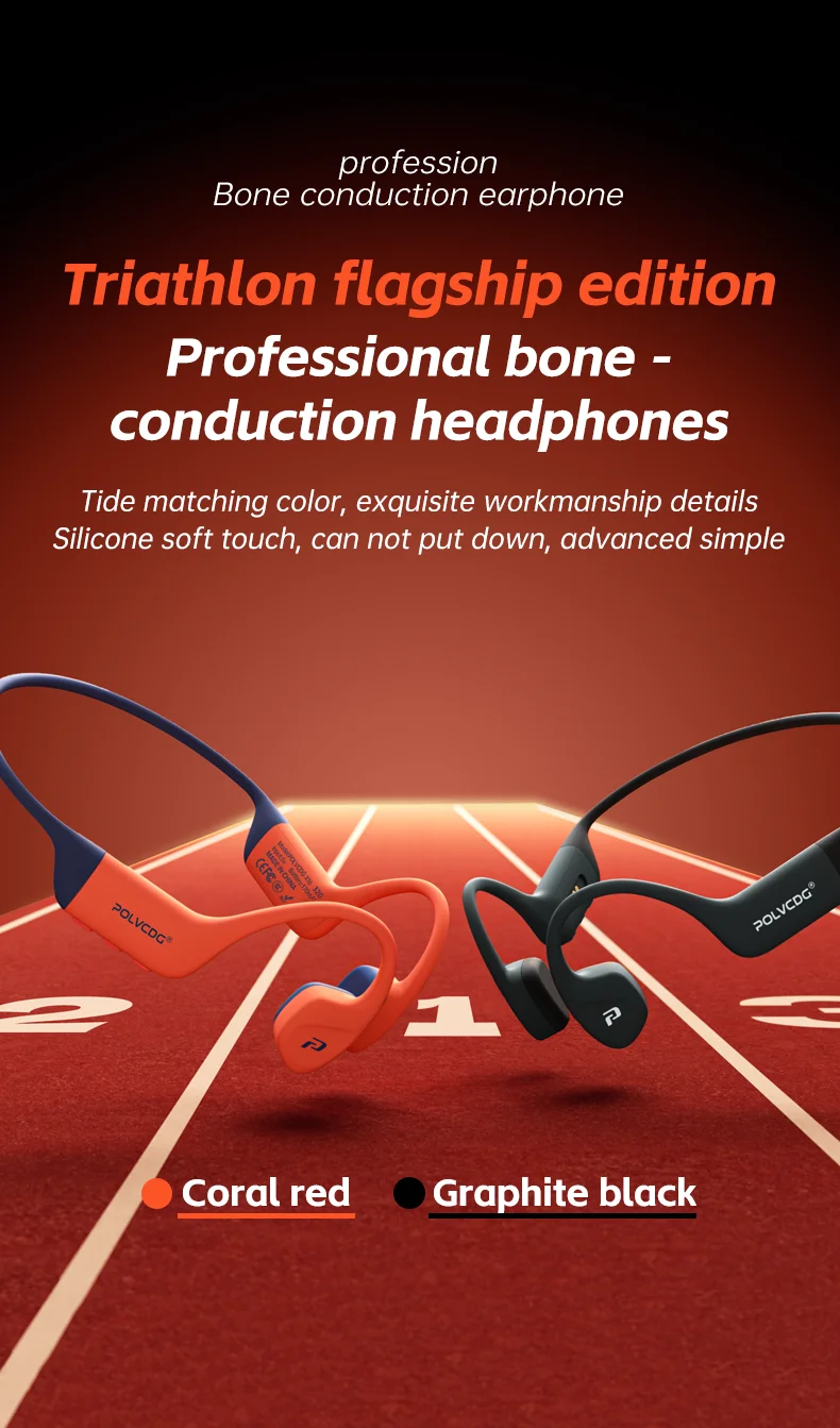 POLVCDG bone conduction swimming earphones IPX8 waterproof 32GB memory Bluetooth 5.4 silicone material 2025 new product x16