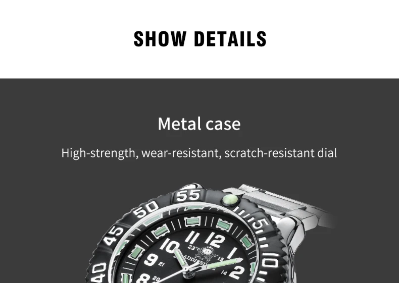 ADDIESDIVE Fashion Men's Analog Watches 50m Waterproof Luminous Tube Nylon Sports Men Military Wristwatches Quartz Watch For Men