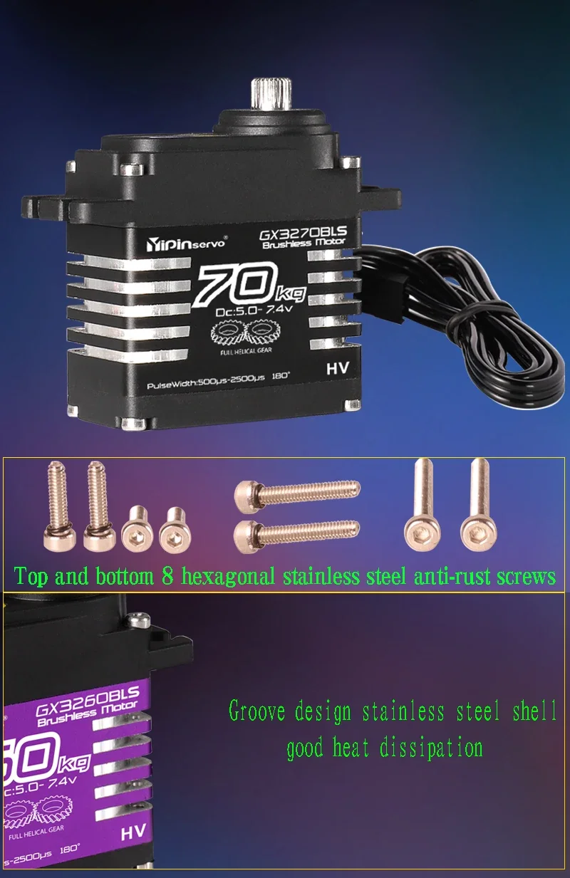 Waterproof IP68 Servo 35kg/40kg/55kg/60kg/70KG All Steel Helical Gear Digital Servos For RC Accessories 1/8 1/10 Rc Toy Car