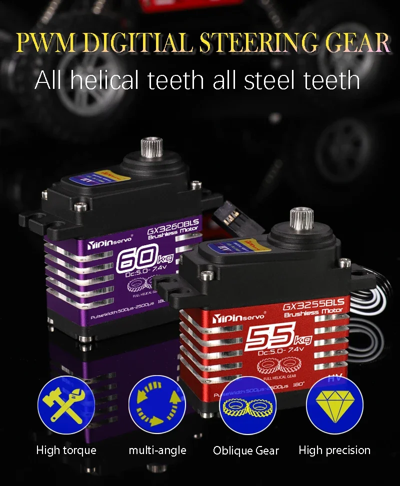 Waterproof IP68 Servo 35kg/40kg/55kg/60kg/70KG All Steel Helical Gear Digital Servos For RC Accessories 1/8 1/10 Rc Toy Car