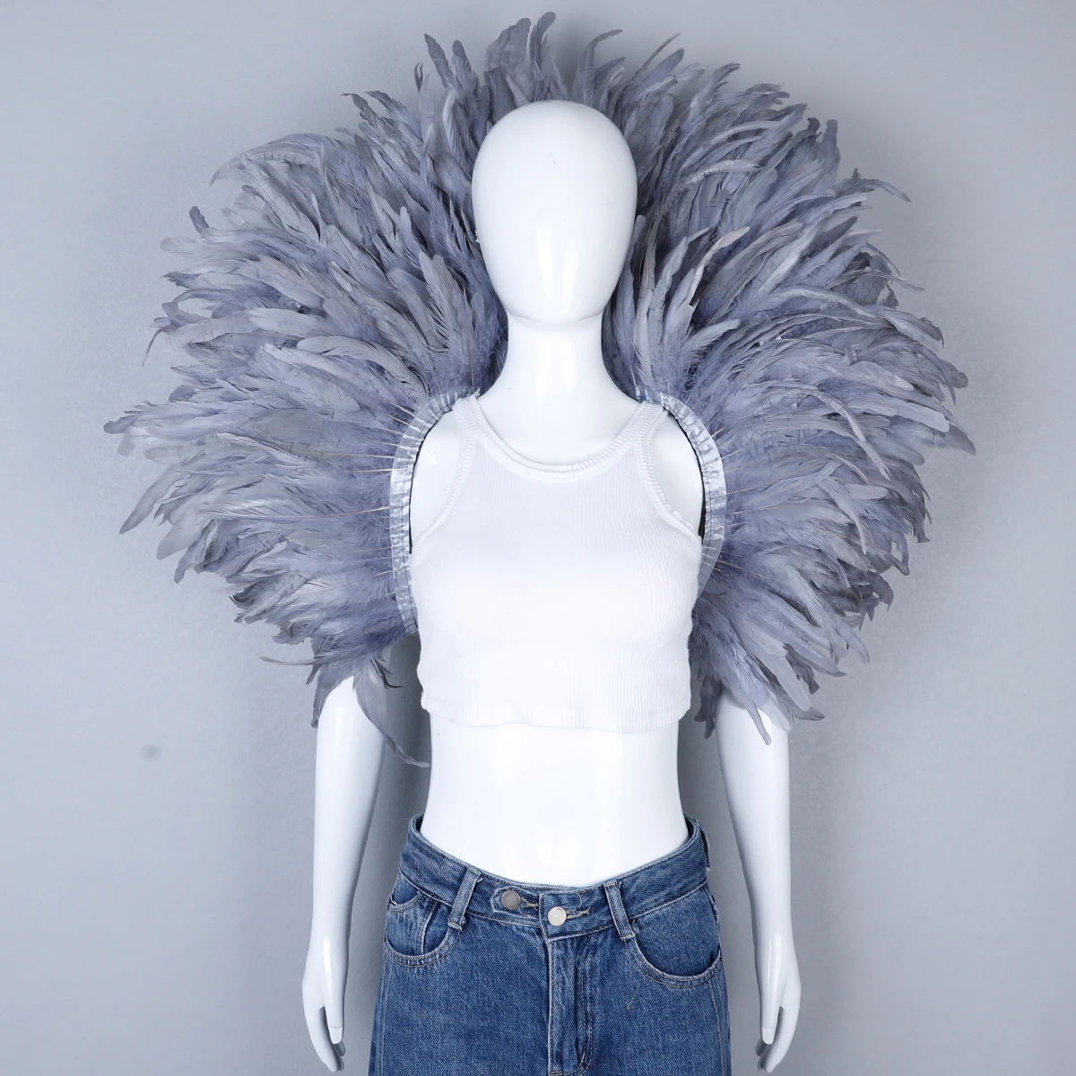 Luxury Feather Scarf Cosplay Designer Punk Halloween Carnival Masked Ball Party Accessory Elegant Apparel for Festive Occasions