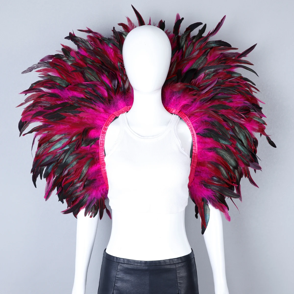 Luxury Feather Scarf Cosplay Designer Punk Halloween Carnival Masked Ball Party Accessory Elegant Apparel for Festive Occasions