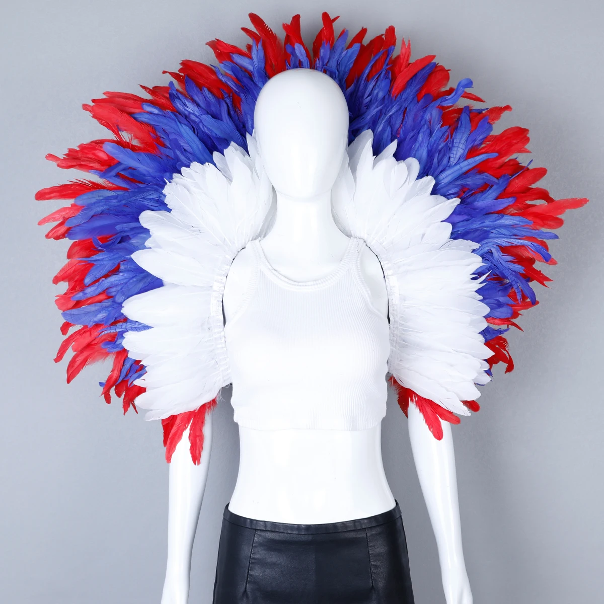 Luxury Feather Scarf Cosplay Designer Punk Halloween Carnival Masked Ball Party Accessory Elegant Apparel for Festive Occasions