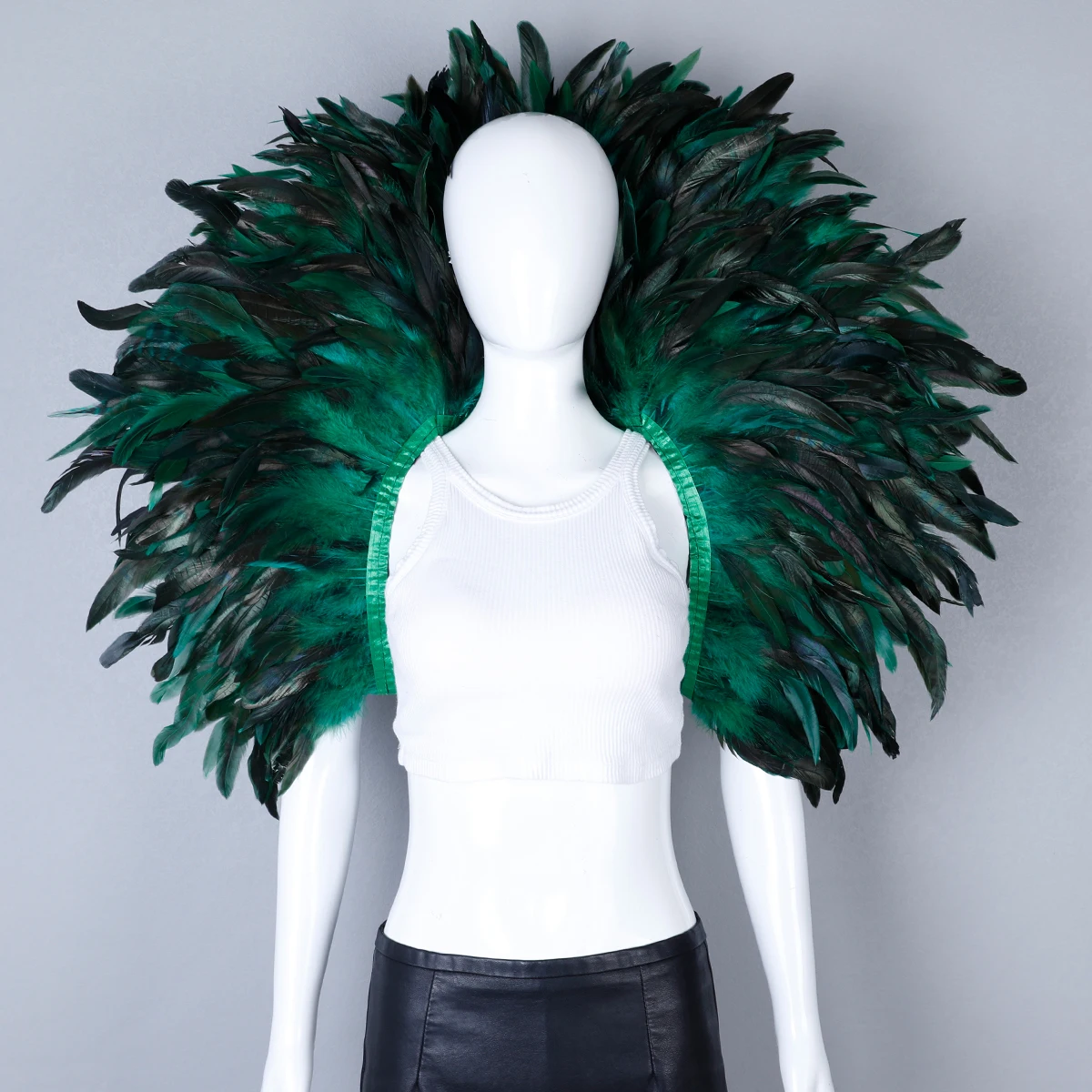 Luxury Feather Scarf Cosplay Designer Punk Halloween Carnival Masked Ball Party Accessory Elegant Apparel for Festive Occasions