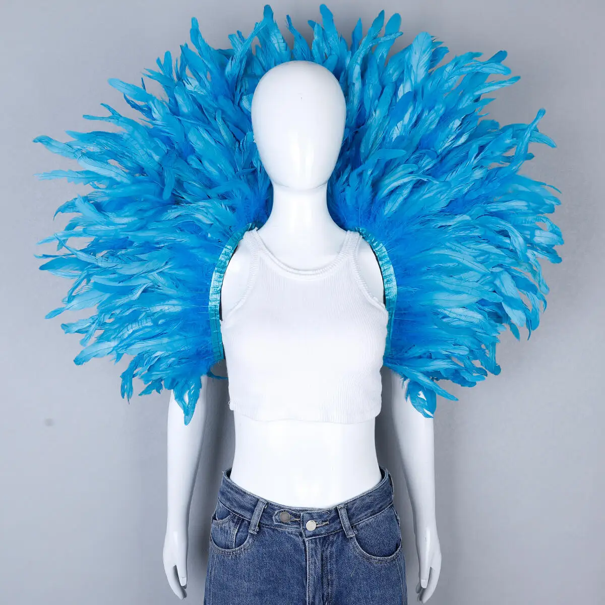 Luxury Feather Scarf Cosplay Designer Punk Halloween Carnival Masked Ball Party Accessory Elegant Apparel for Festive Occasions