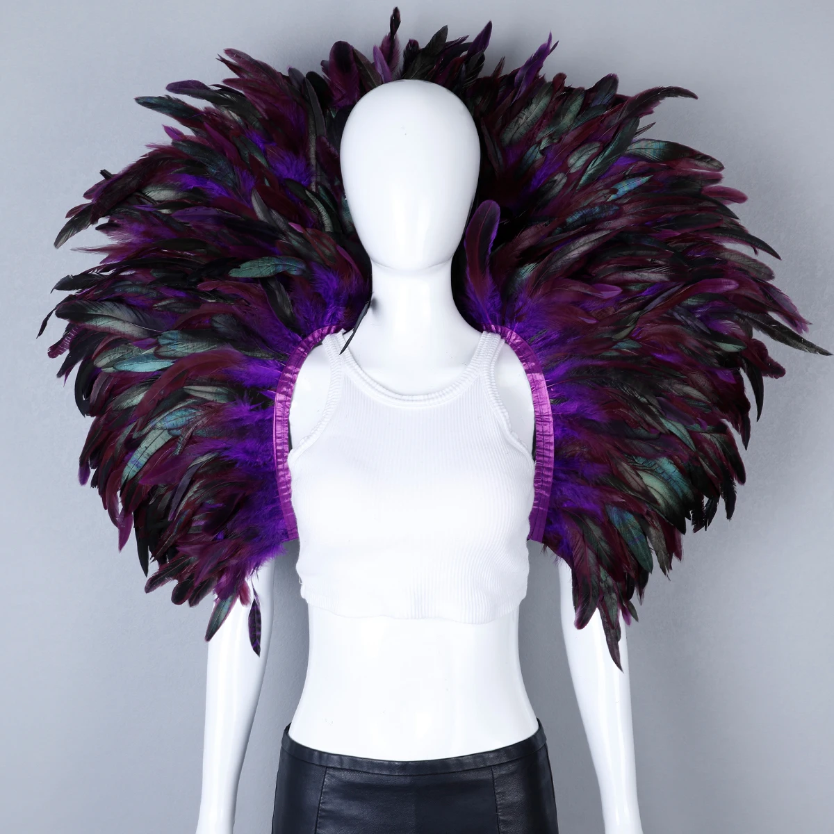 Luxury Feather Scarf Cosplay Designer Punk Halloween Carnival Masked Ball Party Accessory Elegant Apparel for Festive Occasions