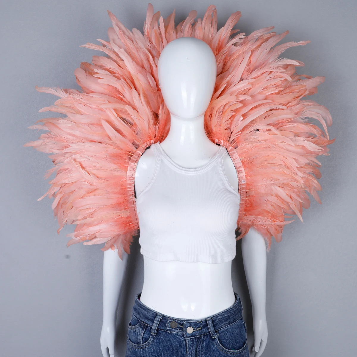 Luxury Feather Scarf Cosplay Designer Punk Halloween Carnival Masked Ball Party Accessory Elegant Apparel for Festive Occasions