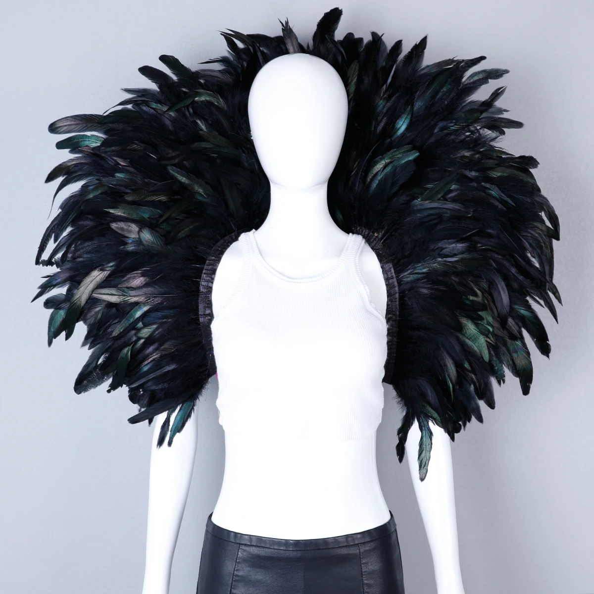 Luxury Feather Scarf Cosplay Designer Punk Halloween Carnival Masked Ball Party Accessory Elegant Apparel for Festive Occasions