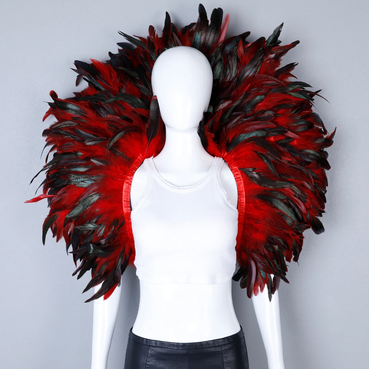 Luxury Feather Scarf Cosplay Designer Punk Halloween Carnival Masked Ball Party Accessory Elegant Apparel for Festive Occasions