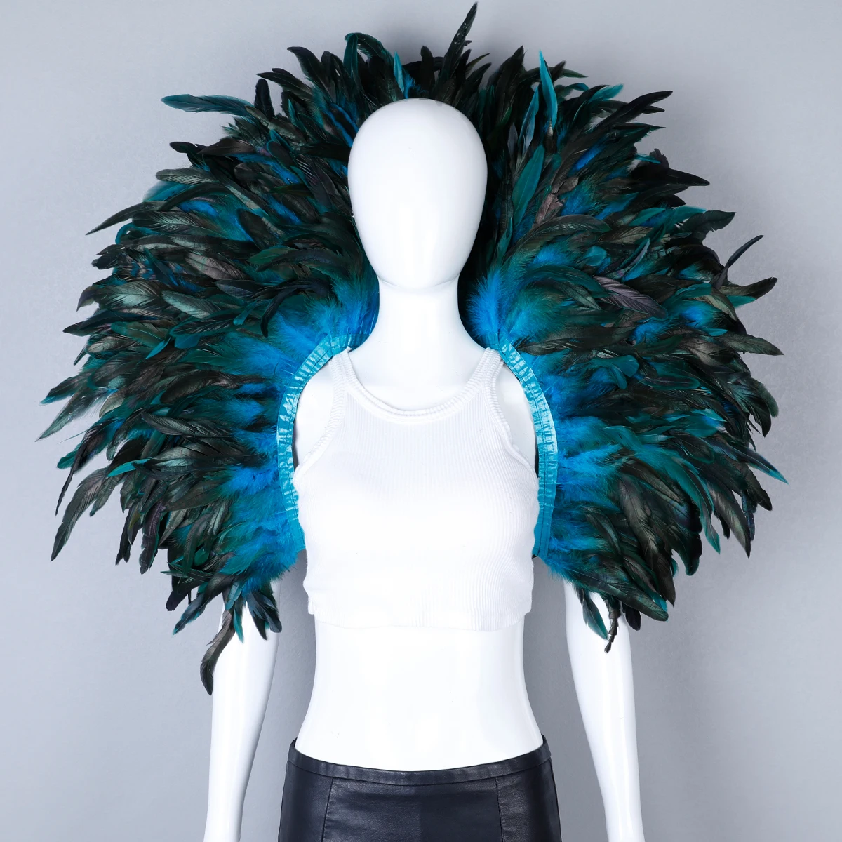 Luxury Feather Scarf Cosplay Designer Punk Halloween Carnival Masked Ball Party Accessory Elegant Apparel for Festive Occasions