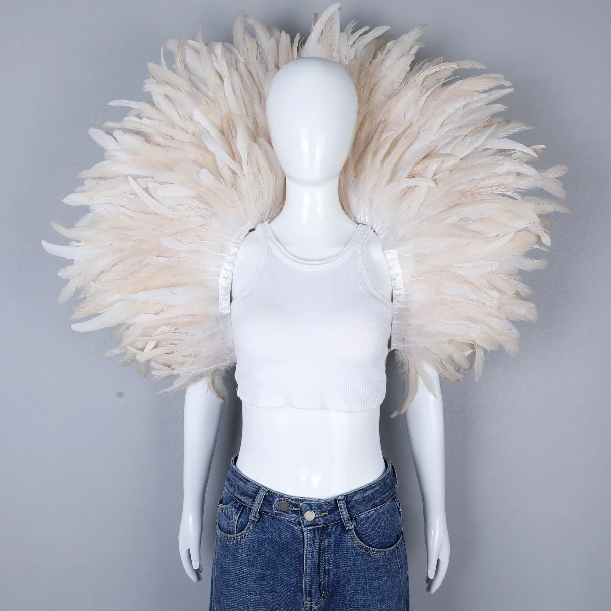 Luxury Feather Scarf Cosplay Designer Punk Halloween Carnival Masked Ball Party Accessory Elegant Apparel for Festive Occasions