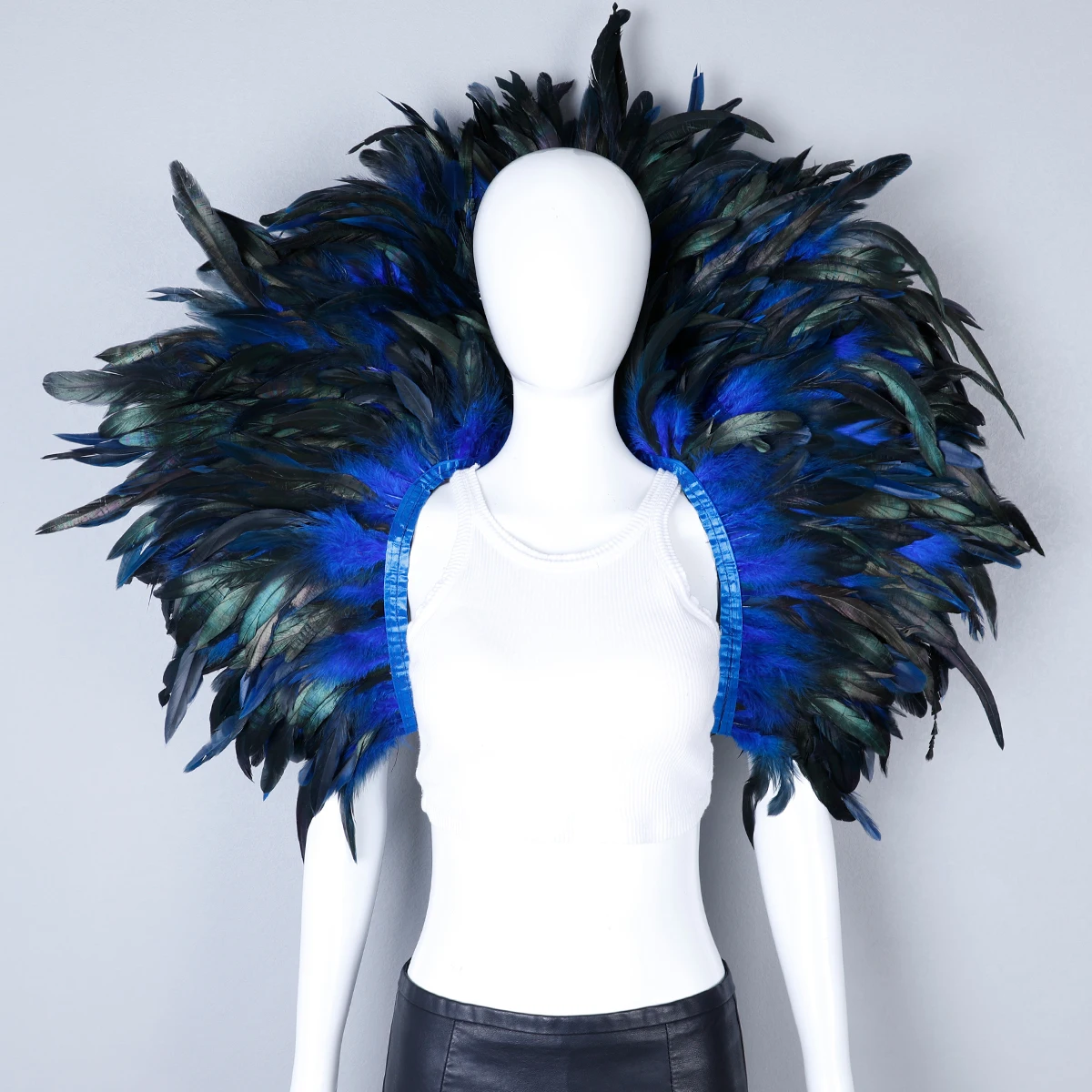 Luxury Feather Scarf Cosplay Designer Punk Halloween Carnival Masked Ball Party Accessory Elegant Apparel for Festive Occasions