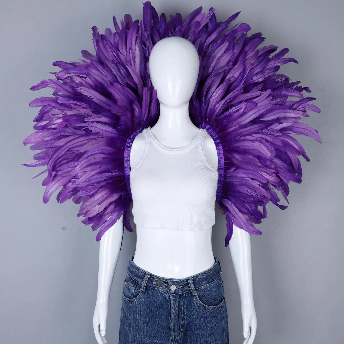 Luxury Feather Scarf Cosplay Designer Punk Halloween Carnival Masked Ball Party Accessory Elegant Apparel for Festive Occasions