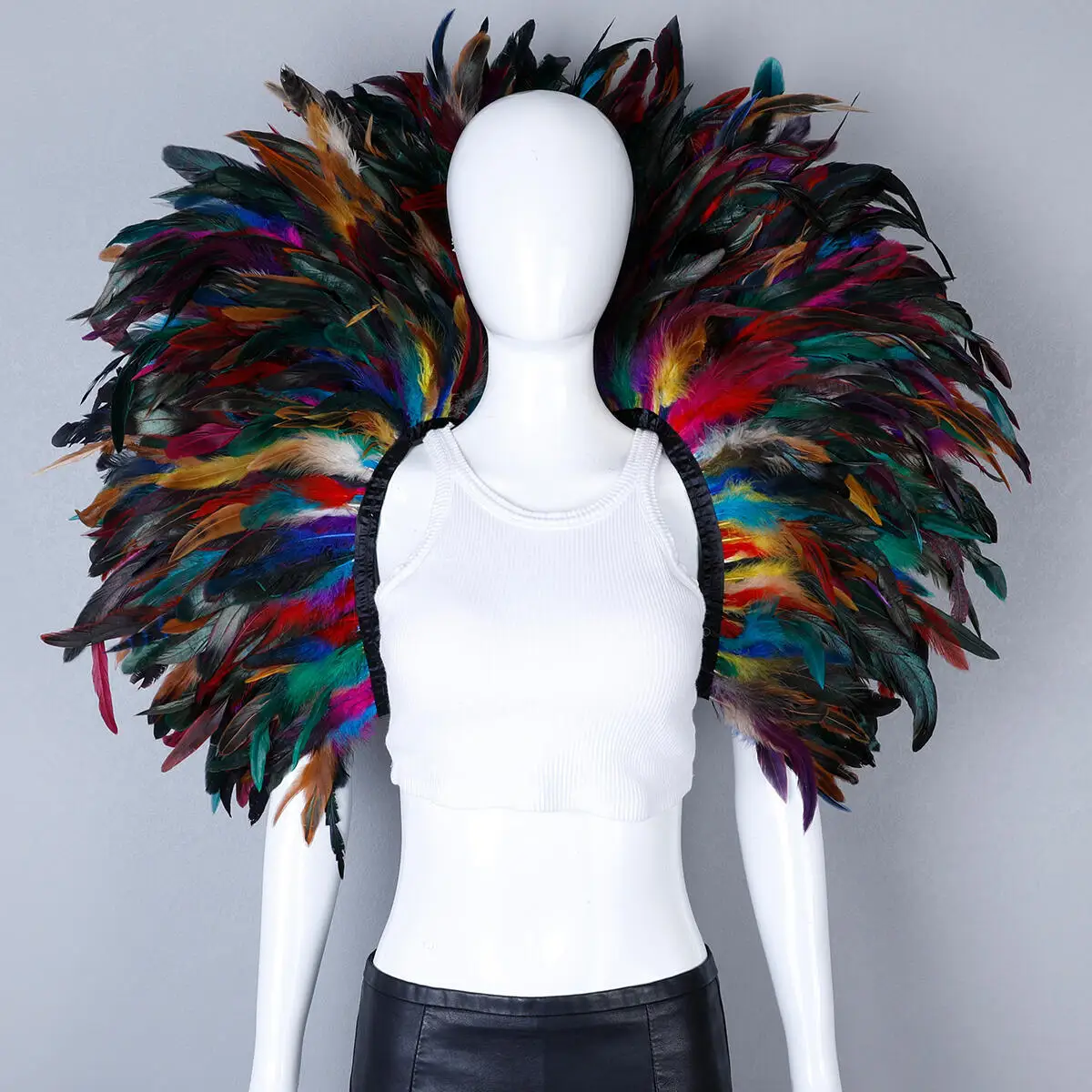 Luxury Feather Scarf Cosplay Designer Punk Halloween Carnival Masked Ball Party Accessory Elegant Apparel for Festive Occasions