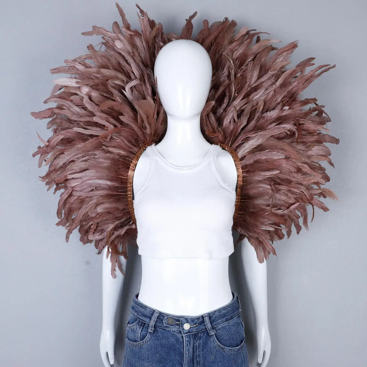 Luxury Feather Scarf Cosplay Designer Punk Halloween Carnival Masked Ball Party Accessory Elegant Apparel for Festive Occasions