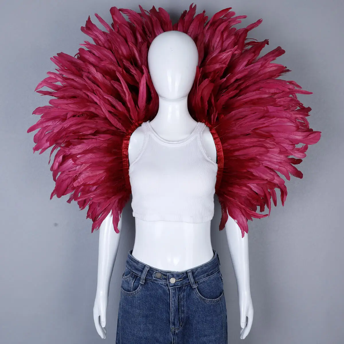 Luxury Feather Scarf Cosplay Designer Punk Halloween Carnival Masked Ball Party Accessory Elegant Apparel for Festive Occasions