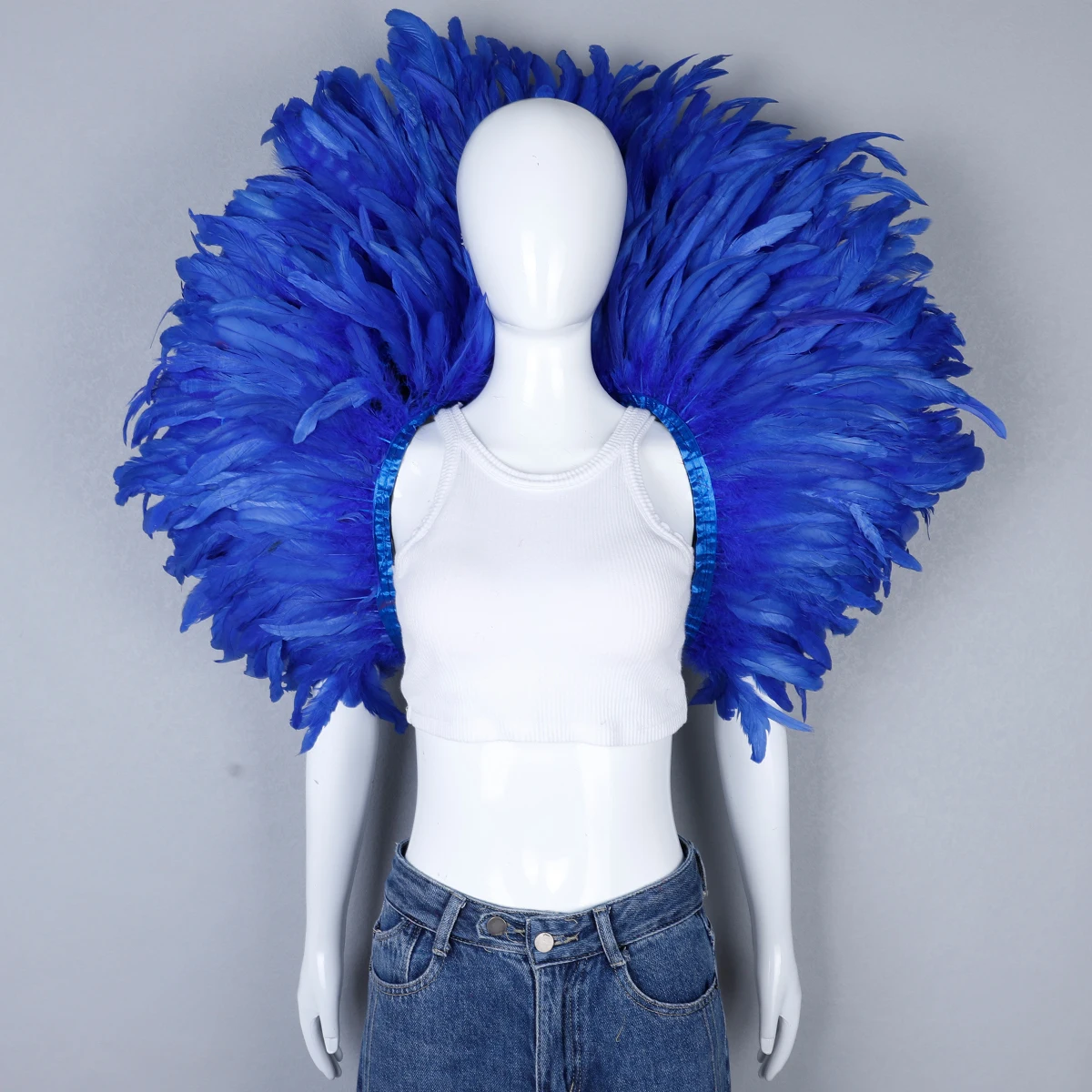 Luxury Feather Scarf Cosplay Designer Punk Halloween Carnival Masked Ball Party Accessory Elegant Apparel for Festive Occasions