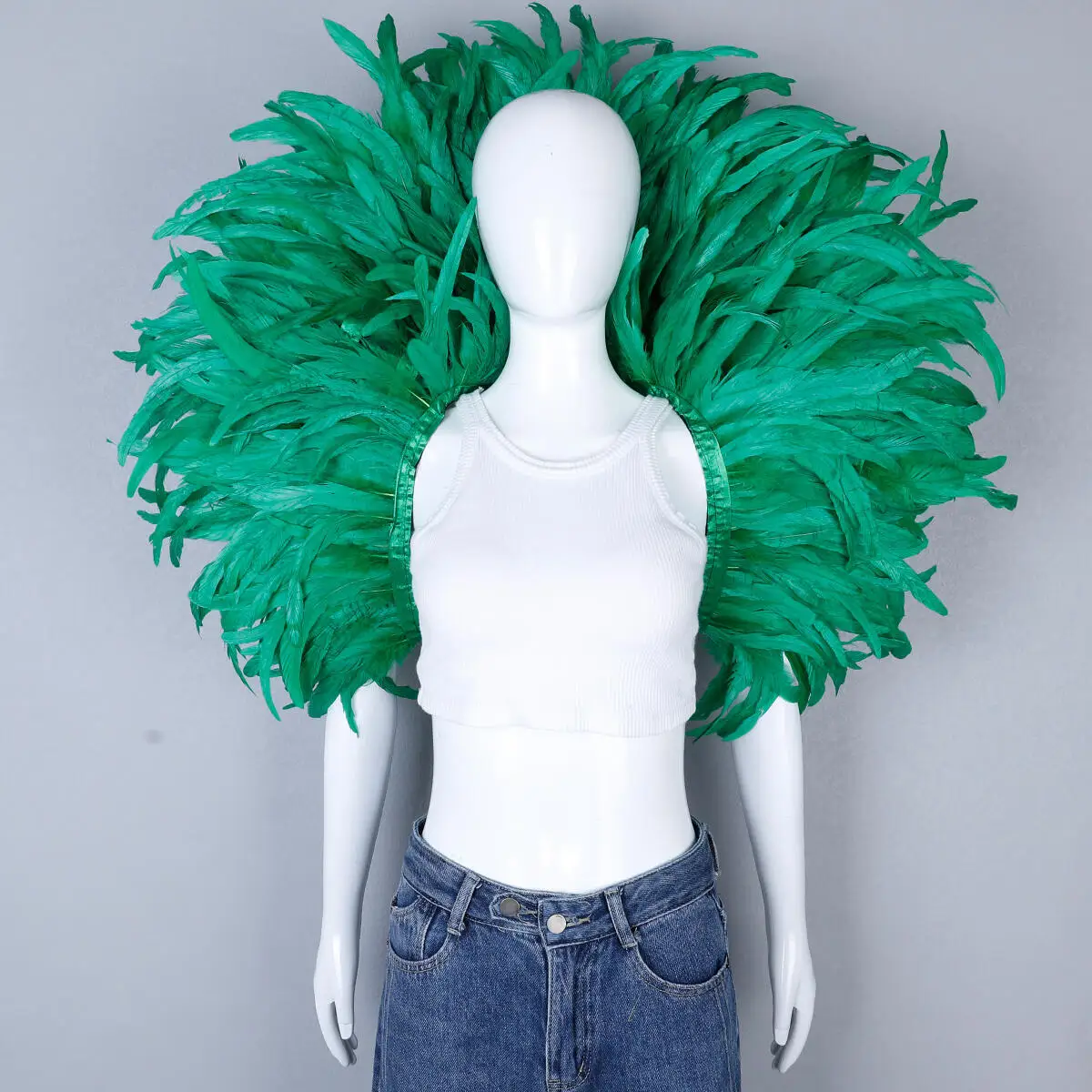 Luxury Feather Scarf Cosplay Designer Punk Halloween Carnival Masked Ball Party Accessory Elegant Apparel for Festive Occasions