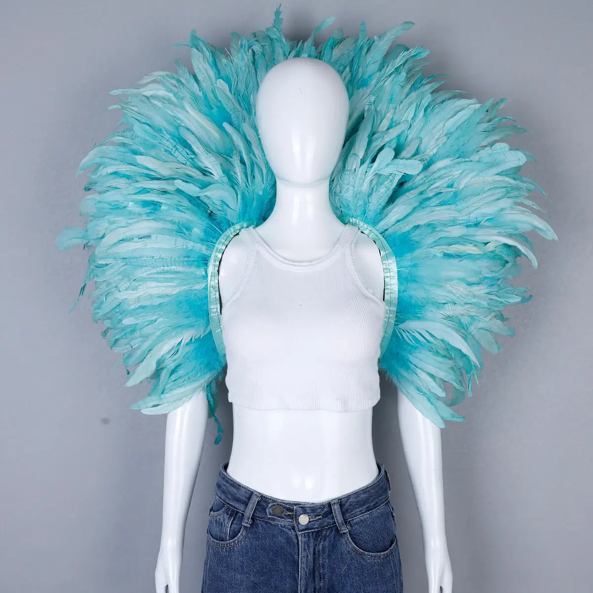 Luxury Feather Scarf Cosplay Designer Punk Halloween Carnival Masked Ball Party Accessory Elegant Apparel for Festive Occasions