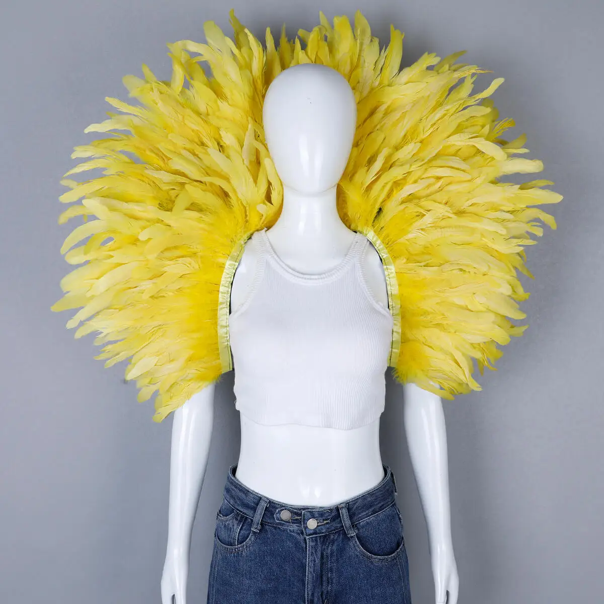 Luxury Feather Scarf Cosplay Designer Punk Halloween Carnival Masked Ball Party Accessory Elegant Apparel for Festive Occasions