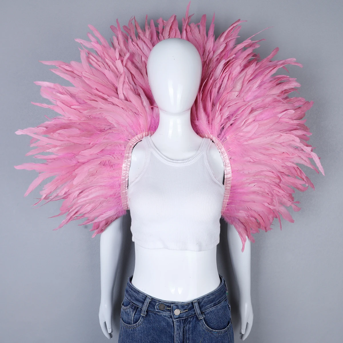 Luxury Feather Scarf Cosplay Designer Punk Halloween Carnival Masked Ball Party Accessory Elegant Apparel for Festive Occasions