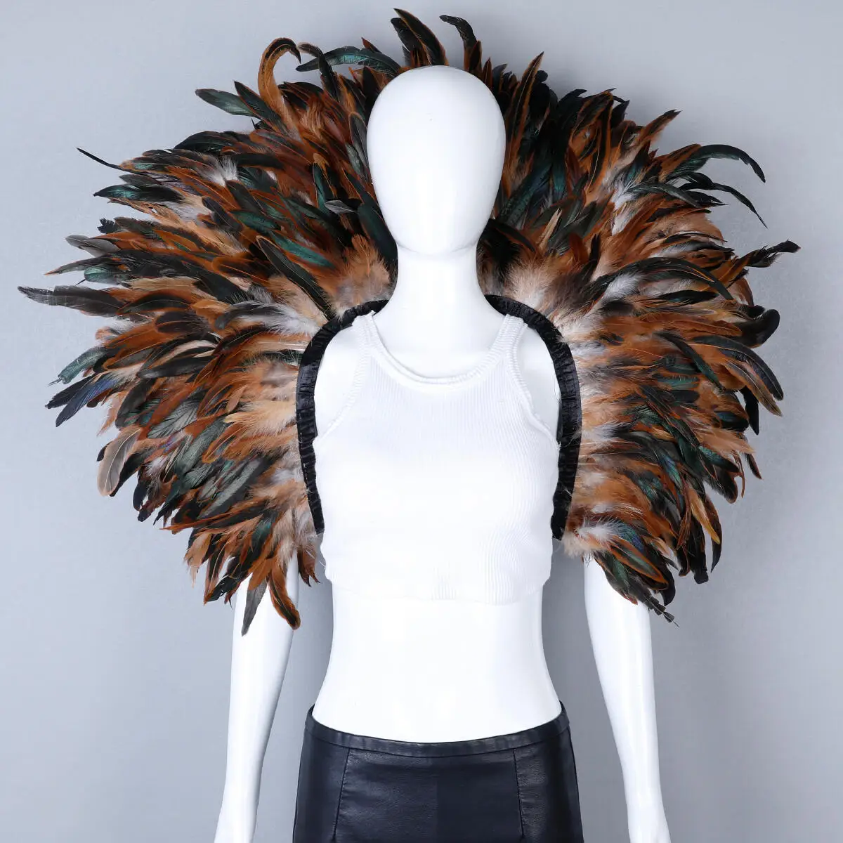 Luxury Feather Scarf Cosplay Designer Punk Halloween Carnival Masked Ball Party Accessory Elegant Apparel for Festive Occasions