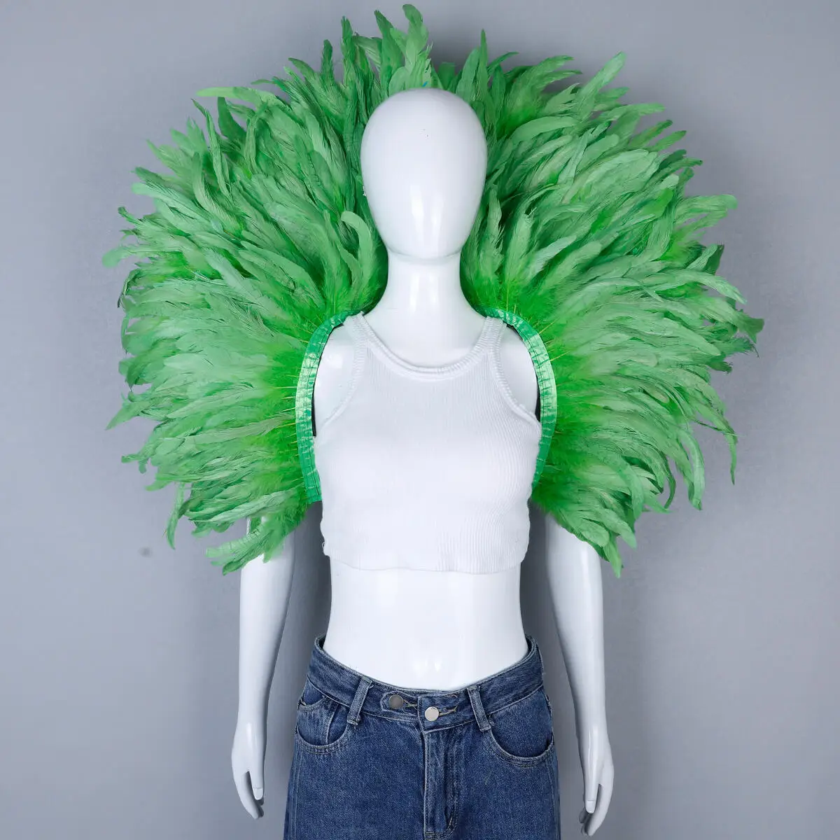 Luxury Feather Scarf Cosplay Designer Punk Halloween Carnival Masked Ball Party Accessory Elegant Apparel for Festive Occasions