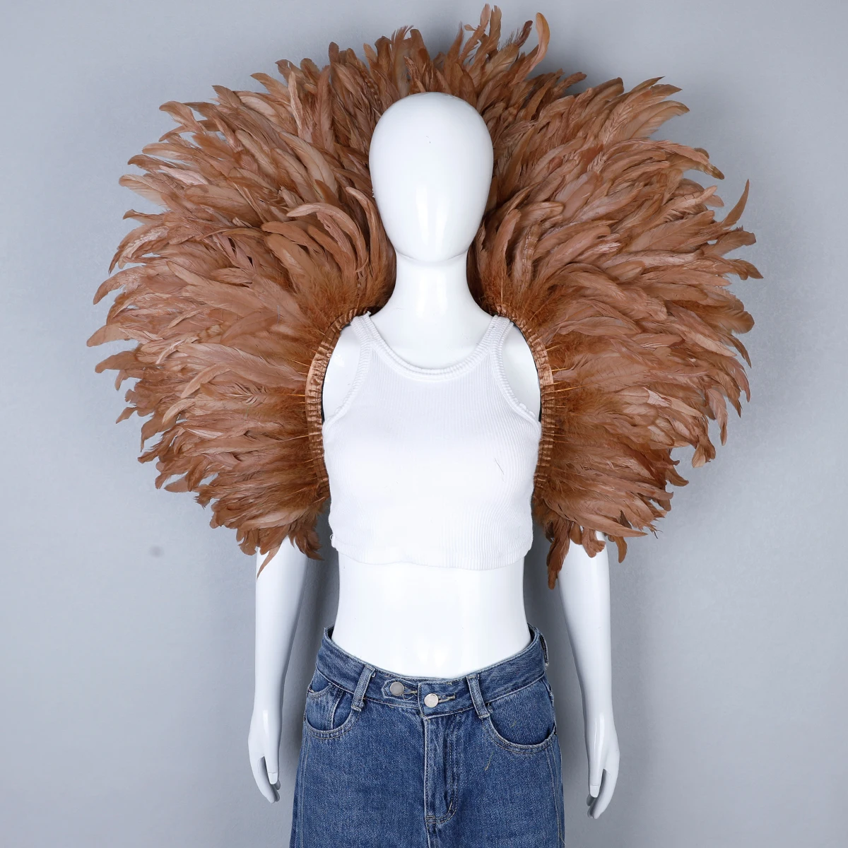 Luxury Feather Scarf Cosplay Designer Punk Halloween Carnival Masked Ball Party Accessory Elegant Apparel for Festive Occasions