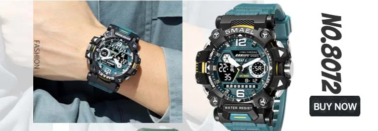 Military Watches Men Sport Watch Waterproof Alarm Clock Dual Time Wristwatches Digital 8049B Army Watches Military