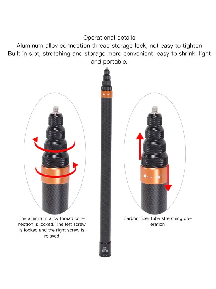 3M Spiral Carbon Fiber Selfie Stick Bullet Time Panoramic Motion Camera Invisible Stick Suitable for Insta 360 X3 X4 ONE RS, GO