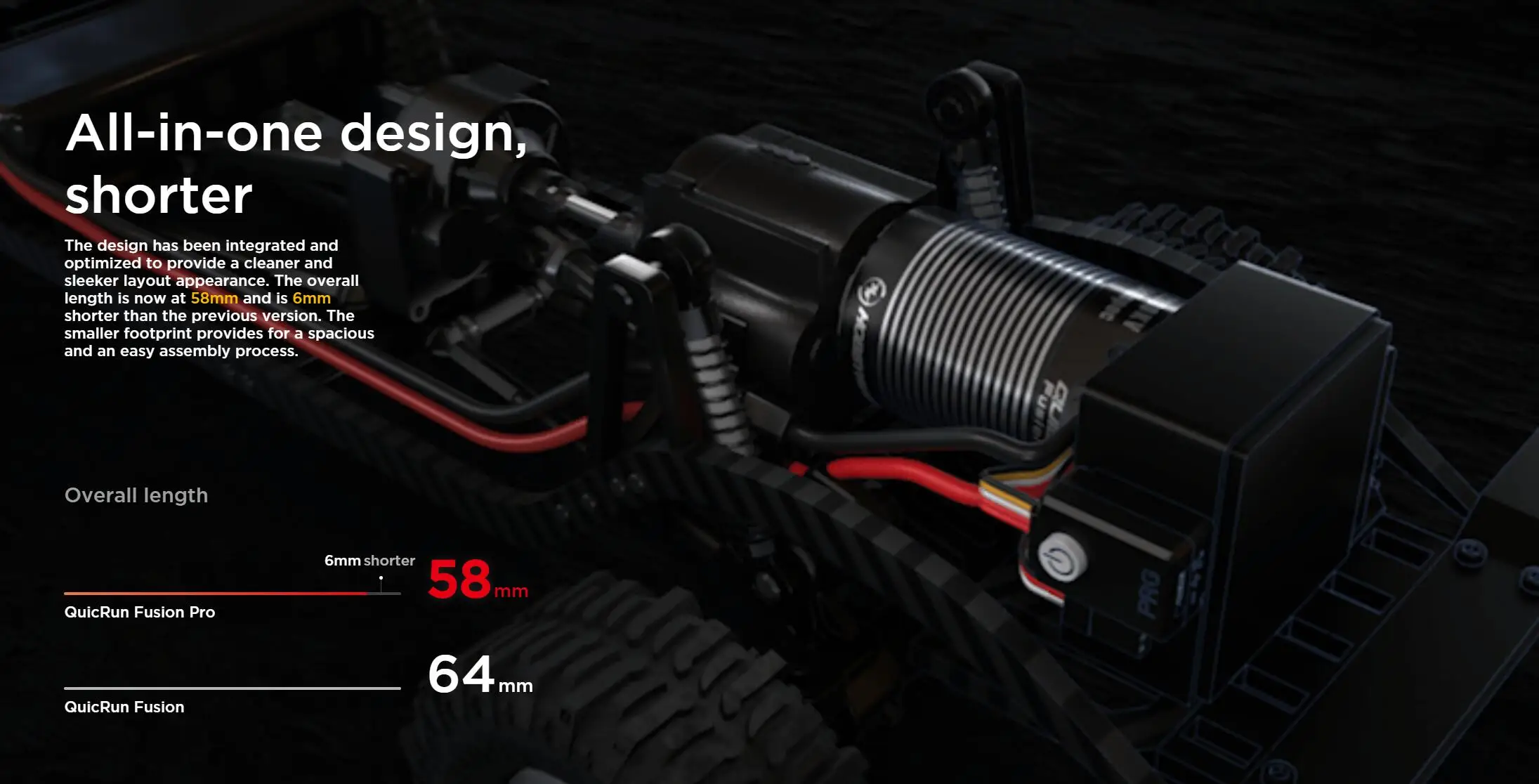 HobbyWing QuicRun Fusion Pro 540 2300KV Brushless Sensory Motor Built In 60A ESC 2 in 1 for RC 1/10 Climbing Car