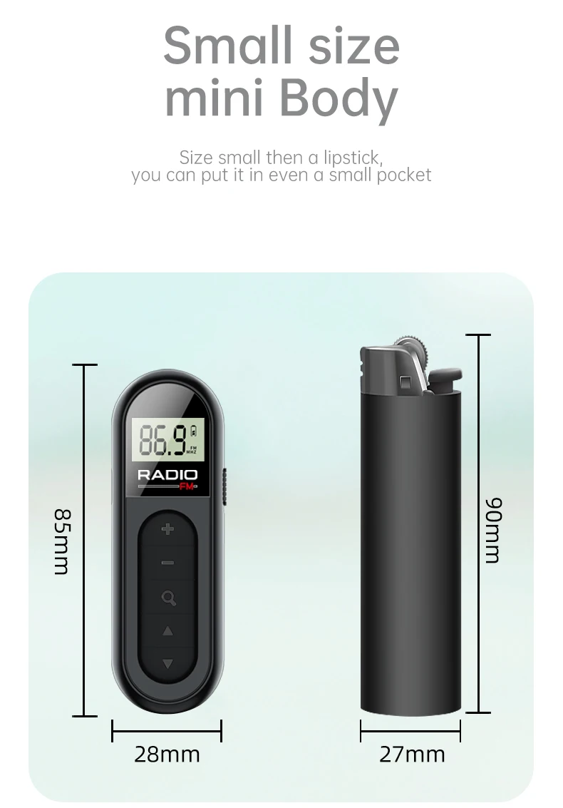 FM Portable Radio, Rechargeable Pocket Radio with Best Reception Digital Tuning, LCD Screen,Belt Clip, Stereo Sound Earphone Jac