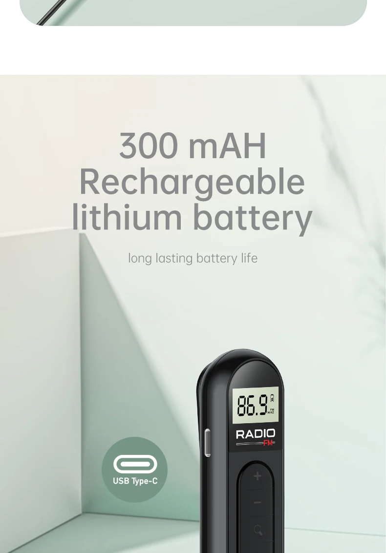 FM Portable Radio, Rechargeable Pocket Radio with Best Reception Digital Tuning, LCD Screen,Belt Clip, Stereo Sound Earphone Jac