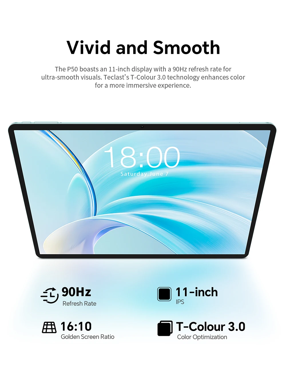 Teclast P50 Tablet 11" 90Hz Max.20GB RAM 128GB ROM Unisoc T606 Octa Cores 7000mAh Battery Android 15 Tablets LTE(4G)