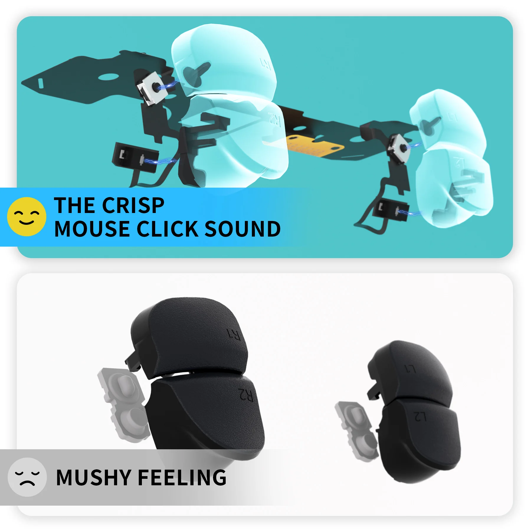 eXtremeRate Whole Clicky Kit for ps5 Controller BDM-030 Shoulder Face Dpad Buttons, Custom Micro Switch Clicky Kit Mouse Click