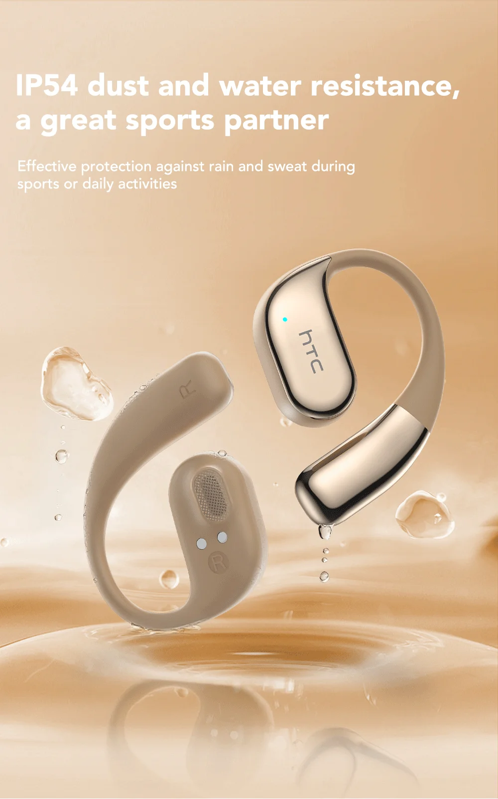 HTC NE39 AI Translate Earphone Wireless Bluetooth Earphones Long Battry Life TWS Sport Open Ear Headphones With Mic HD Call