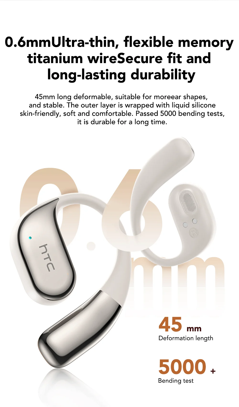 HTC NE39 AI Translate Earphone Wireless Bluetooth Earphones Long Battry Life TWS Sport Open Ear Headphones With Mic HD Call